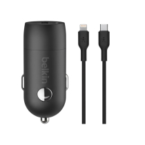 BELKIN Combo Cargador de Coche USB-C (30W) + Cable Lightning 1m