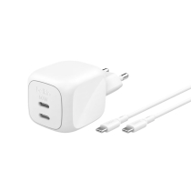 BELKIN Cargador de Pared 50W 2 Puertos + Cable USB-C a USB-C 1m (Blanco)