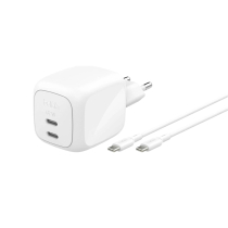BELKIN Cargador de Pared 67W 2 Puertos USB-C + Cable USB-C a USB-C 2m (Blanco)