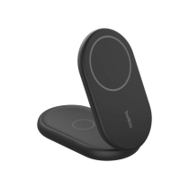 BELKIN Estación de carga inalámbrica 2 en 1 con Qi2 (15W) (Negro)