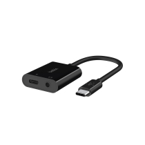 BELKIN Adaptador USB-C a USB-C y Jack 3,5mm (Negro)