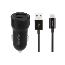 FAIRPLAY Pack Cargador de Coche (20W) + Cable Lightning