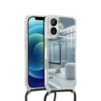 COVERME Funda Espejo iPhone 16 Plus (Cordón Negro)