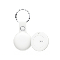 MiLi Tracker Bluetooth MiTag Duo + Funda de Cuero (Blanco)