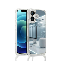 COVERME Funda Espejo iPhone 15 Pro (Cordón Blanco)