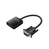 VENTION Convertidor VGA a HDMI con Puerto de Audio y Micro USB Hembra 0,15m (Negro)