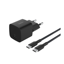 BELKIN Cargador de Pared 25W + Cable USB-C a USB-C 1m (Negro)